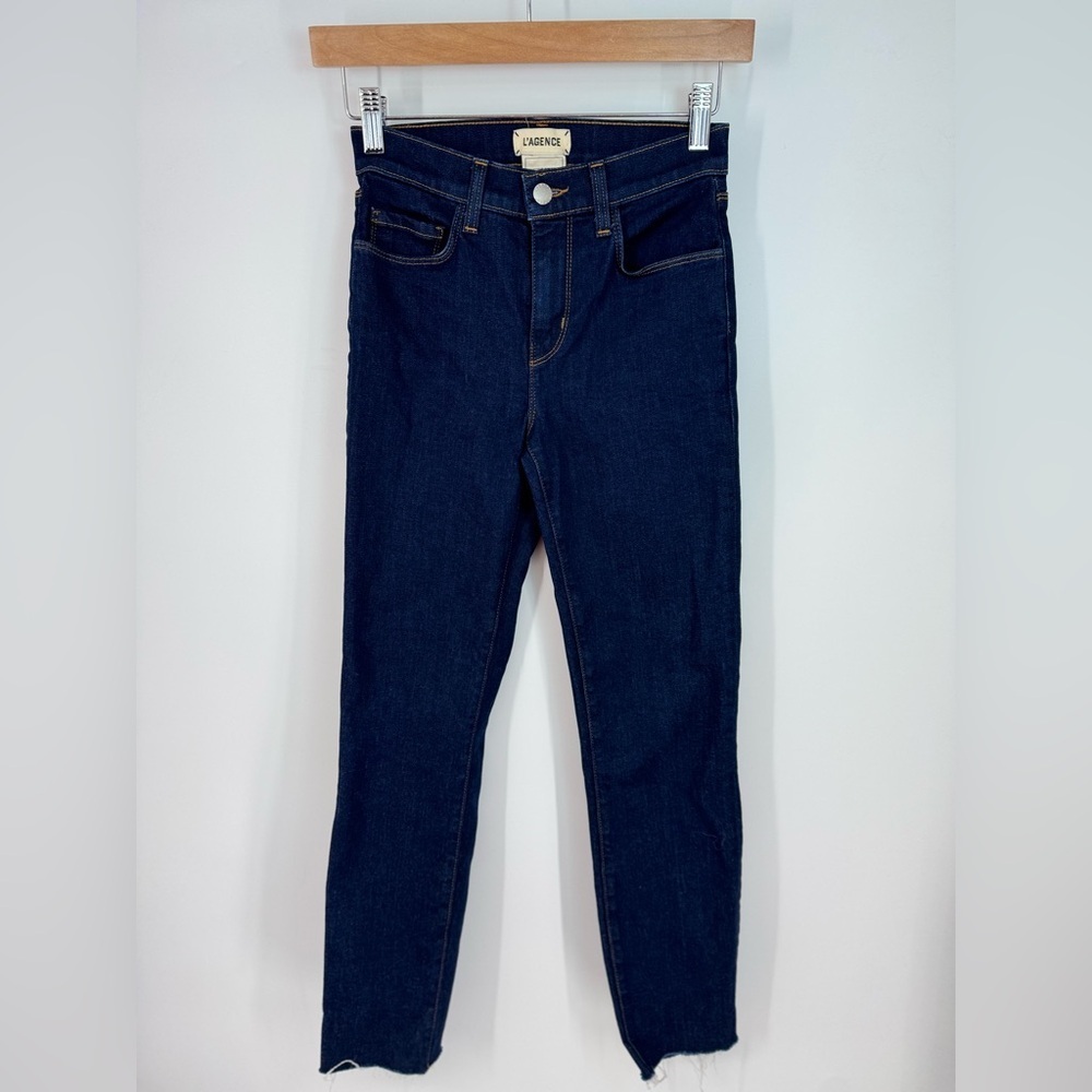 L’agence High Rise Straight Skinny Dark Blue Women's Jeans